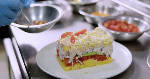 Preparing Peruvian Causa – Authentic Cooking stock video Stock Footage 290998975