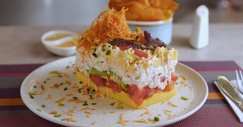 Preparing Peruvian Causa – Authentic Cooking stock Photo Stock Photos