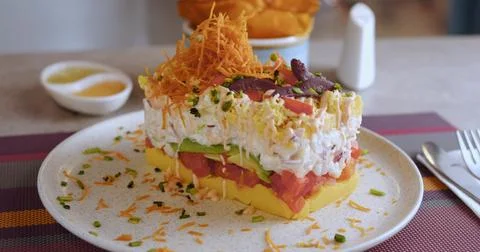 Preparing Peruvian Causa – Authentic Cooking stock Photo Stock Photos