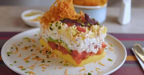 Preparing Peruvian Causa – Authentic Cooking stock Photo Stock Photos