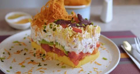 Preparing Peruvian Causa – Authentic Cooking stock Photo Stock Photos