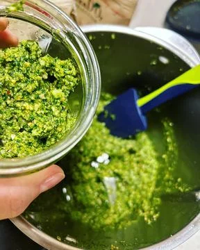Preparing pesto Stock Photos