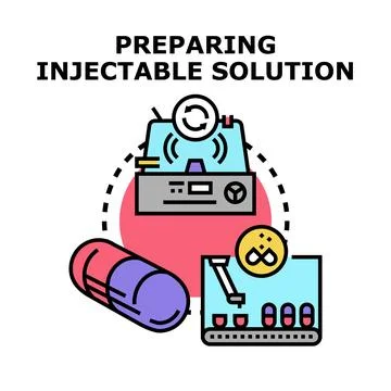 Preparing pharmaceutical solution, medication manufacturing process Stock Illustration