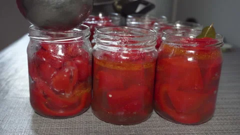 Preparing pickled peppers Stock-Footage 305073522