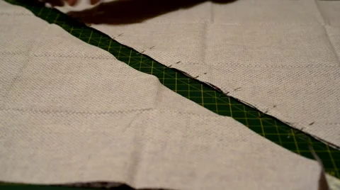 Preparing piece of fabric for sewing Video stock 46054484