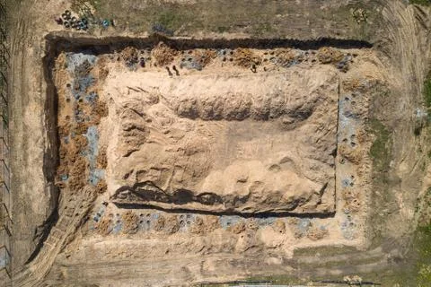 Preparing the pit for building construction top view Stock Photos