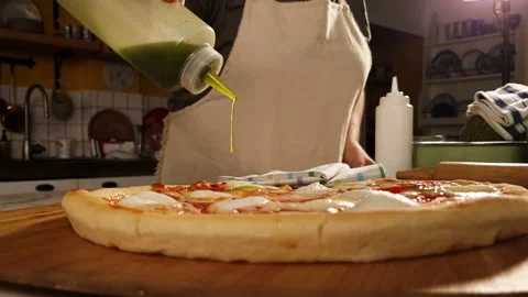 Preparing the pizza dough, close up Stock Footage 205411431