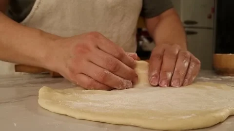 Preparing the pizza dough, close up Stock Footage 205411824