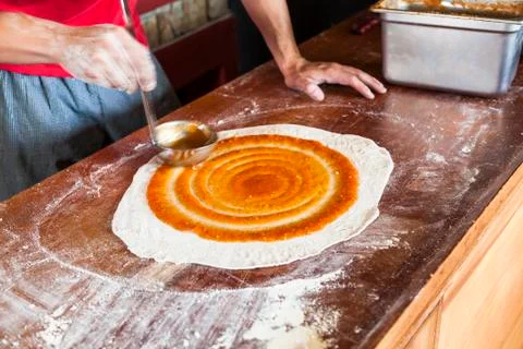 Preparing pizza Stock Photos