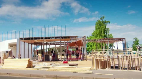 Preparing the platform for the holding the Forum Stock Footage 30190835