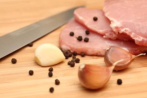 Preparing pork meat Stock Photos