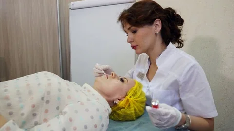 Preparing for the process of biorevitalization. Application of cream for Video stock 77628371