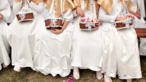 Preparing for the procession of Corpus Christi Stock Footage 68786580