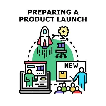 Preparing product launch strategy and development process Stock Illustration