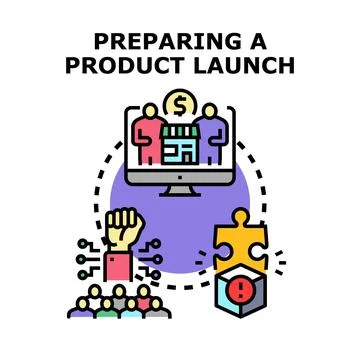 Preparing product launch strategy creating new business marketing Stock Illustration