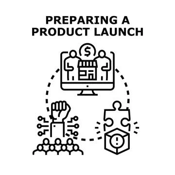 Preparing product launch strategy creating new business marketing Stock Illustration