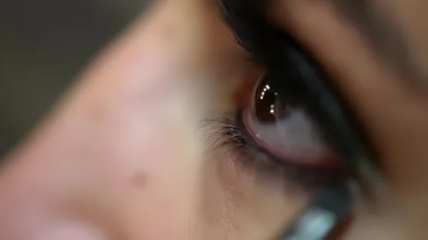 Preparing professional make-Up for the eyes macro shot Stock Footage 252301981