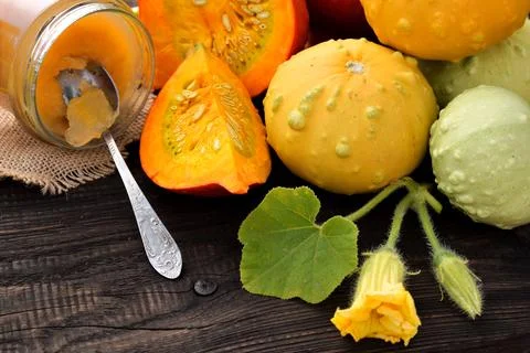 Preparing pumpkin jam from your own garden Stock Photos