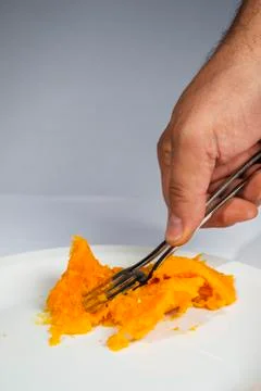Preparing pumpkin puree Stock Photos