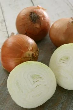 Preparing raw onions Stock Photos
