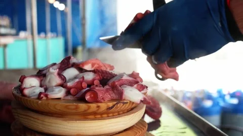 Preparing a recipe with octopus Video stock 277134212