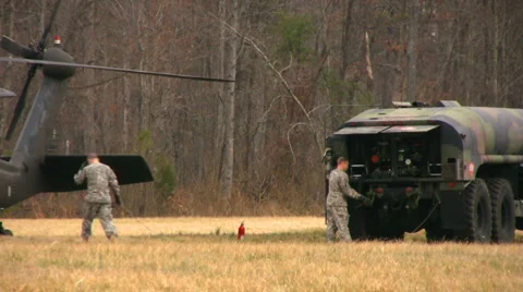 Preparing to refuel blackhawk Stock Footage 1103206