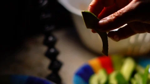 Preparing Rice Noodle Spring Rolls in Slow Motion Closeup Stock Footage 125339308