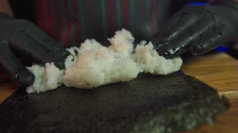 Preparing rice for sushi Stock Footage 280367349