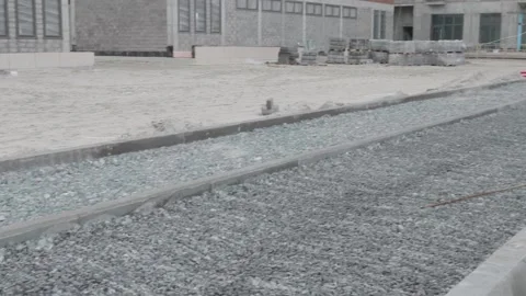 Preparing the road to work with asphalt Stock Footage 132494476