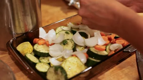 Preparing Roasted Vegetables Stock Footage 10713795
