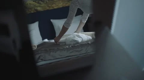 Preparing room, from mirror Stock Footage 55147621