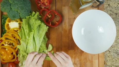 Preparing Salad dish Stock Footage 78490702