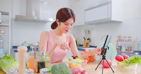 Preparing Salad for eating Stock Footage 157137415