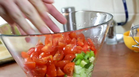 Preparing salad Stock Footage