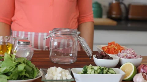 Preparing salad Stock Footage 54802884