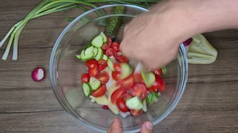 Preparing the salad Stock Footage 165505198