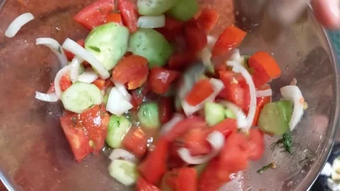 Preparing a salad Stock Footage 208064563