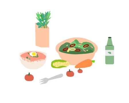 Preparing salad at home, the vector graphics Stock Illustration