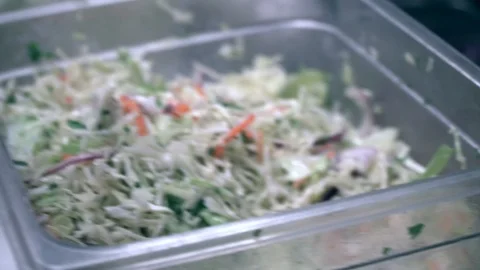 Preparing salad in industrial kitchen 스톡 동영상 90861812
