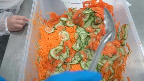 Preparing salads from fresh vegetables Stock Footage 302751670