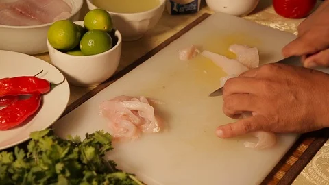 Preparing a salmon Stock Footage 103031126