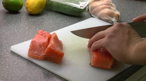 Preparing salmon tartare Stock Footage 49988162