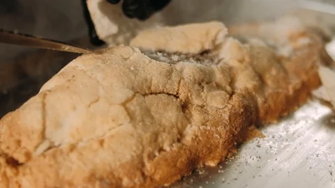 Preparing salt-crusted fish Stock Footage 125458504