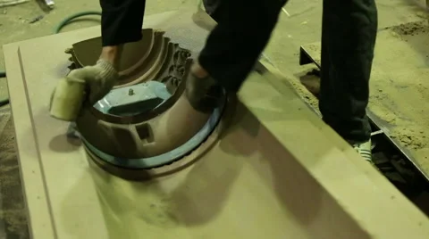 Preparing sand mold for casting Stock Footage 61429330