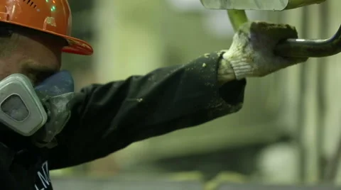 Preparing sand mold for casting Stock Footage 61845057