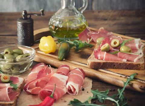 Preparing a sandwich in the kitchen Stock Photos