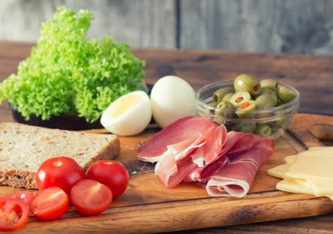 Preparing a sandwich in the kitchen Stock Photos