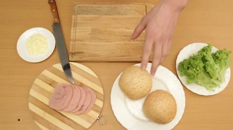 Preparing Sandwich Top View Stock Footage 51811504