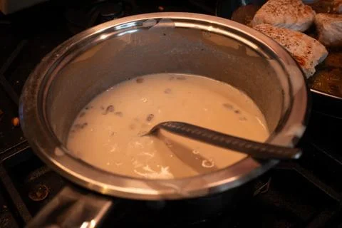 Preparing sauce in pan Stock Photos