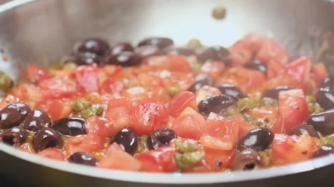 Preparing sauce for spaghetti in a frying pan. Stock Footage 154938441